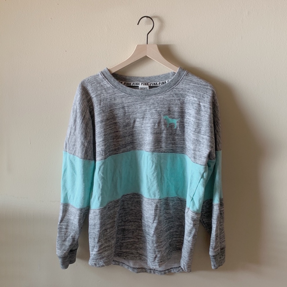 PINK gray crew neck